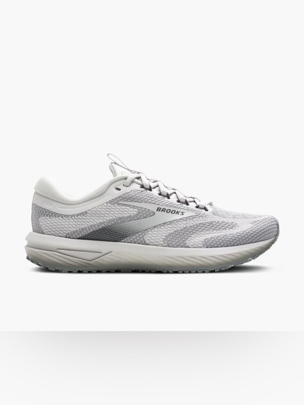 Brooks woman’s Revel 7 Running Shoe - White and Light Gray